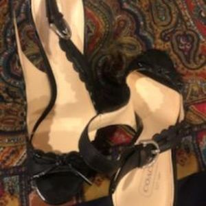 Coach black open toe heels